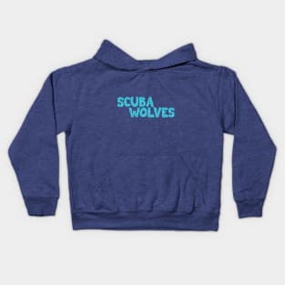 Scuba Wolves (Text) Kids Hoodie